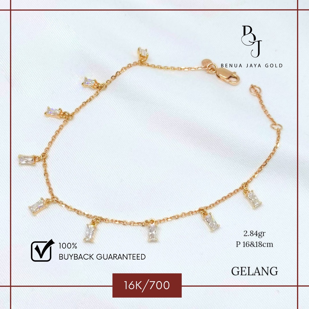 Gelang Rantai Baguette Keliling Emas 16K/700