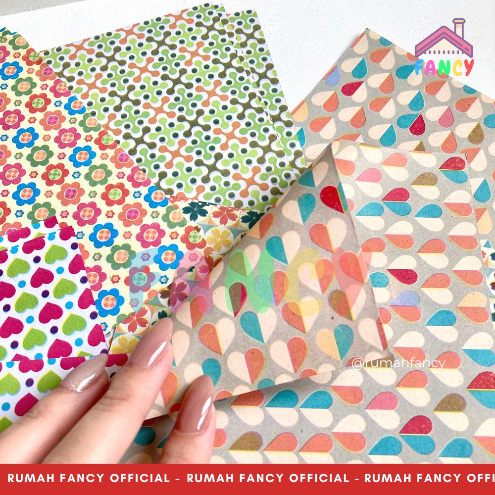 

[1PAK] isi 25 Lembar Kertas Lipat MOTIF PATTERN bunga love abstrak DOUBLE SIDE / GA pattern two side