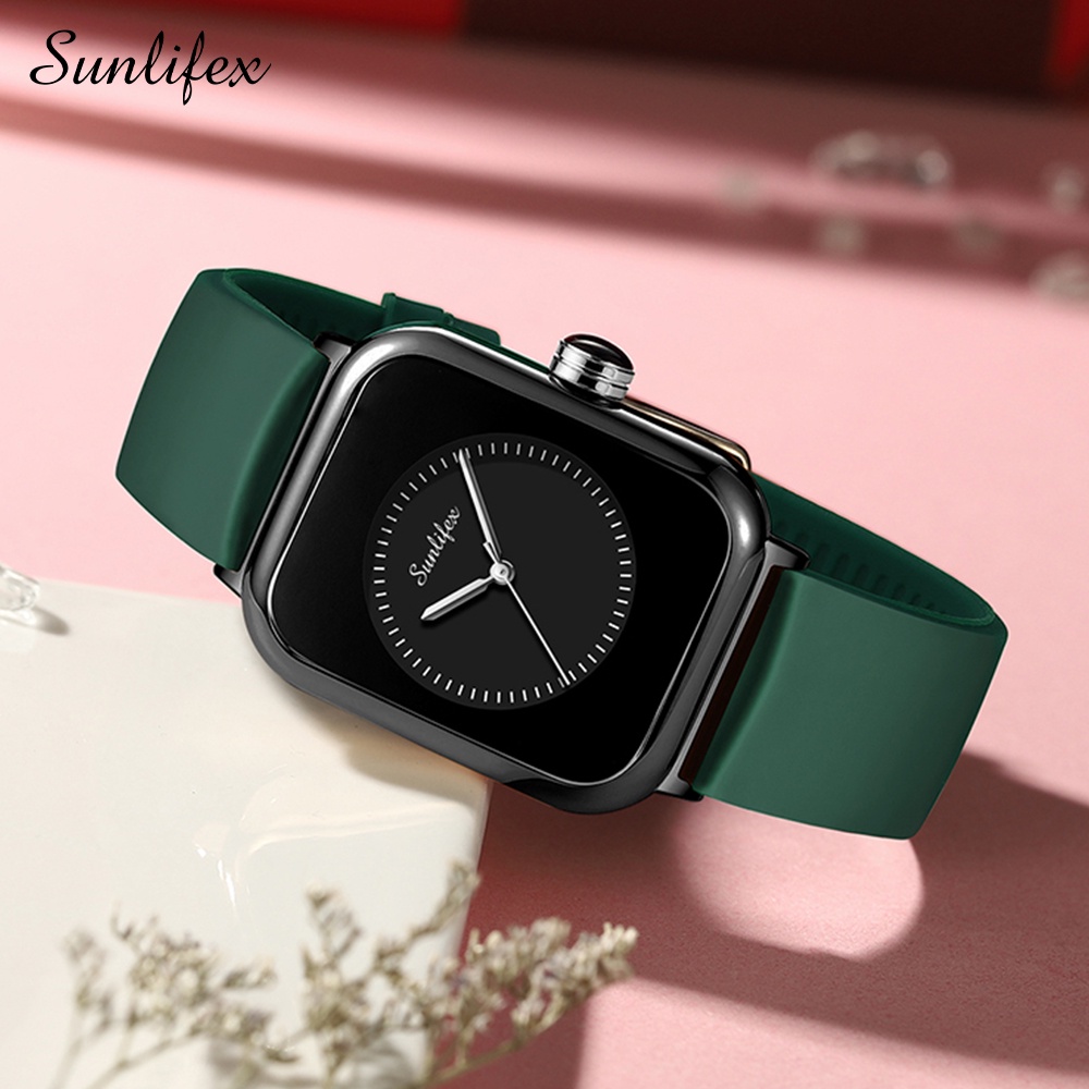Sunlifex Jam Tangan Wanita Kuarsa Anggun Santai Tali Silikon Jam Tangan Cewek Original