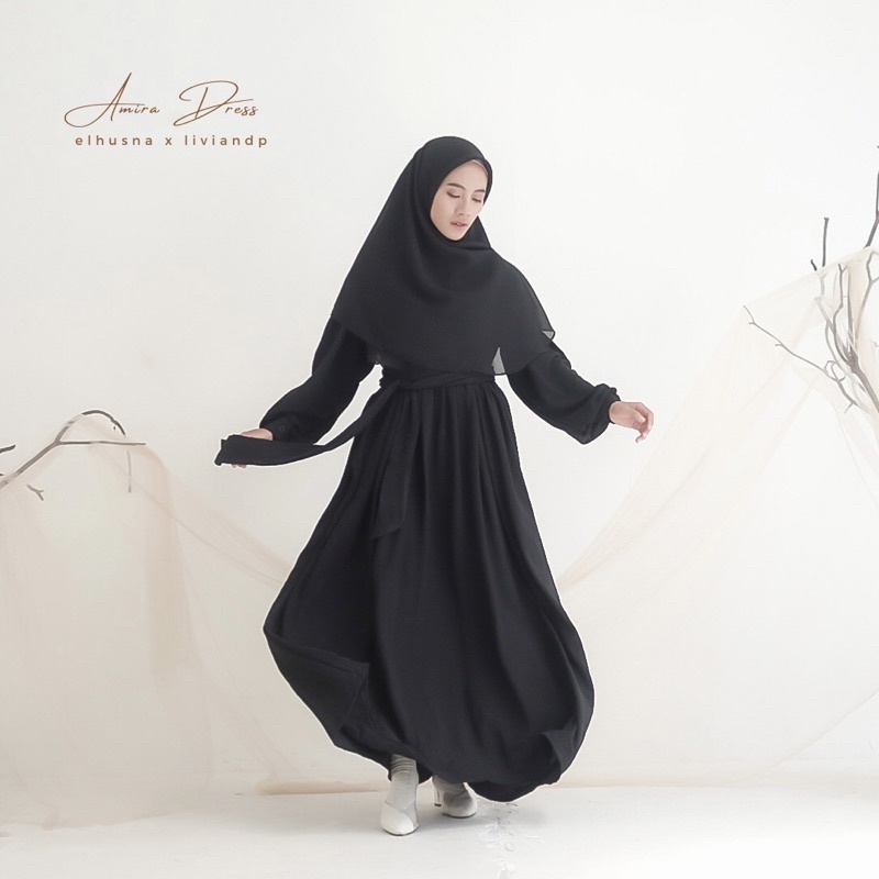 [𝐄𝐥𝐡𝐮𝐬𝐧𝐚] Aleya Dress Wanita Polos Panjang Daily Casual Muslim
