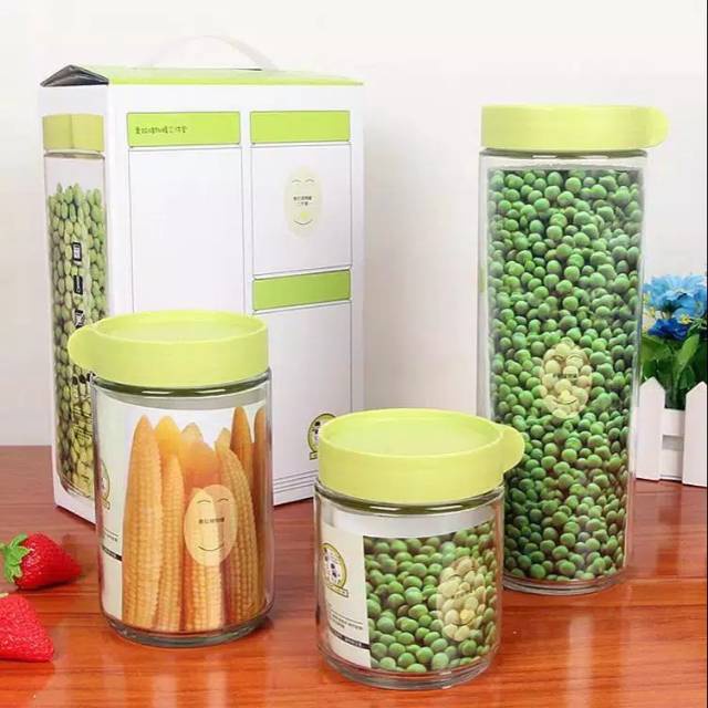 Toples kaca kue makanan 3in1 wadah tempat serbaguna original bahan tebal awet/ Toples lebaran kaca 3in1 tebal