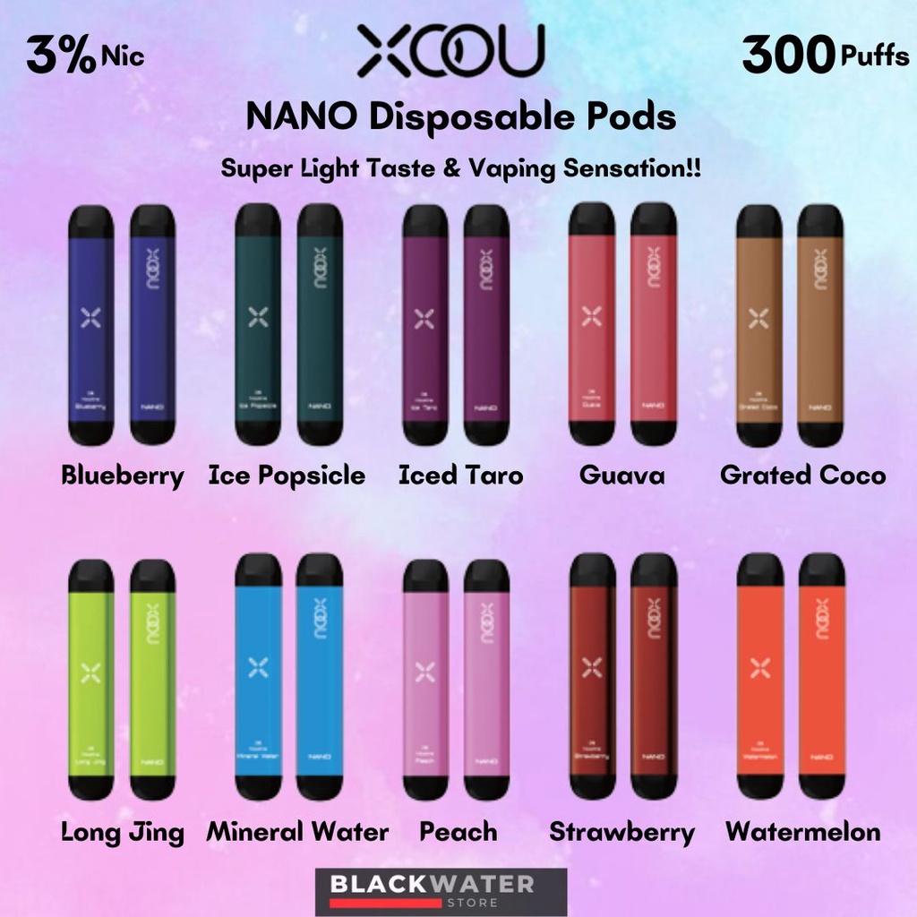 XOOU NANO DISPOSABLE VAPE PODS BAR - 300 Puffs 3% Nic - Vape Sekali Pakai Disposible