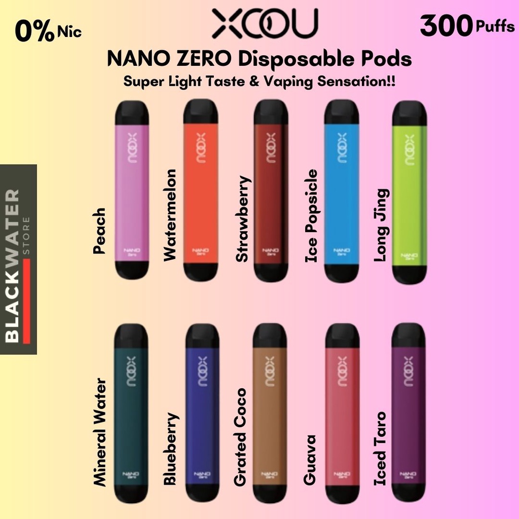 [ Non - Nicotine ] XOOU NANO ZERO 0% NIC DISPOSABLE VAPE PODS BAR - 300 Puffs 0% Nic - Vape Sekali Pakai Disposible