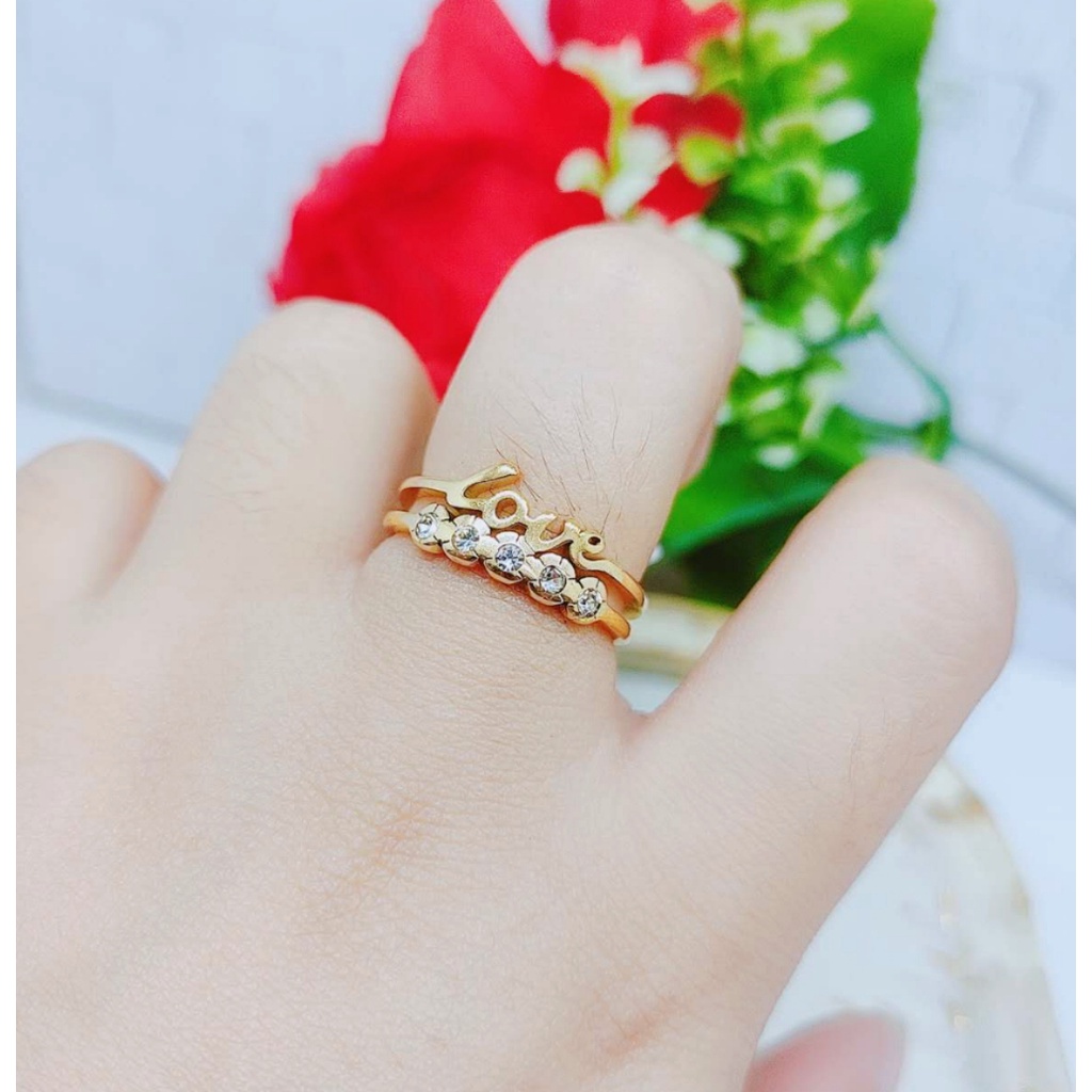 Cincin Love Titanium Permata Perhiasan Fashion 1352