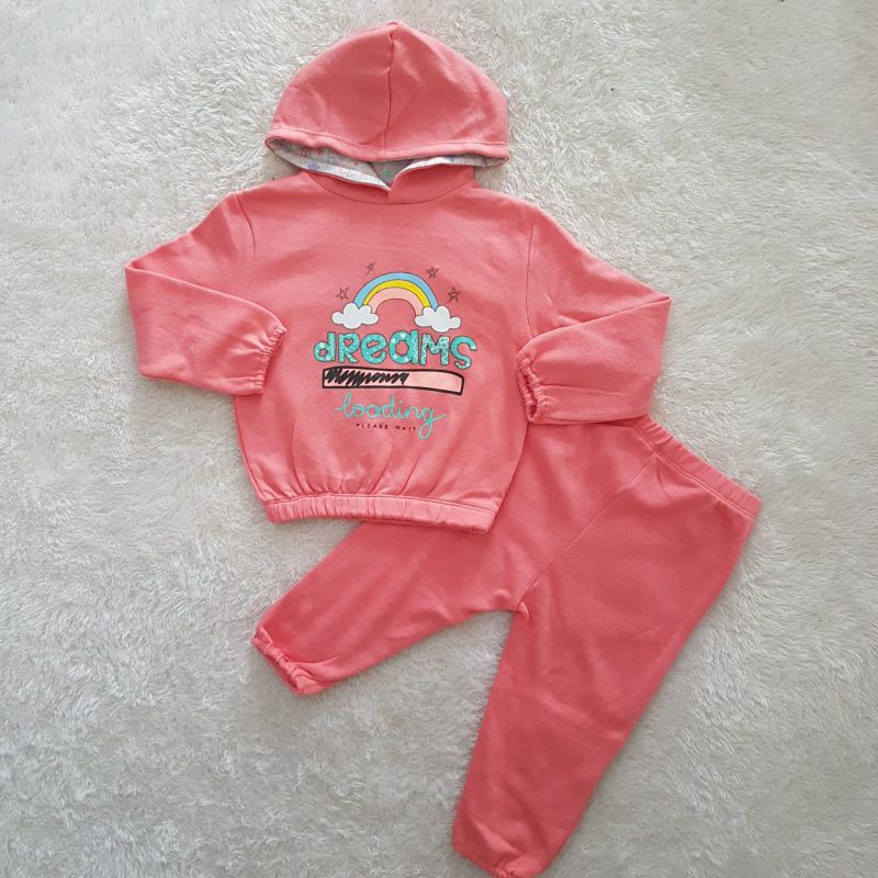 Setelan Anak Perempuan Hoodie Rainbow set