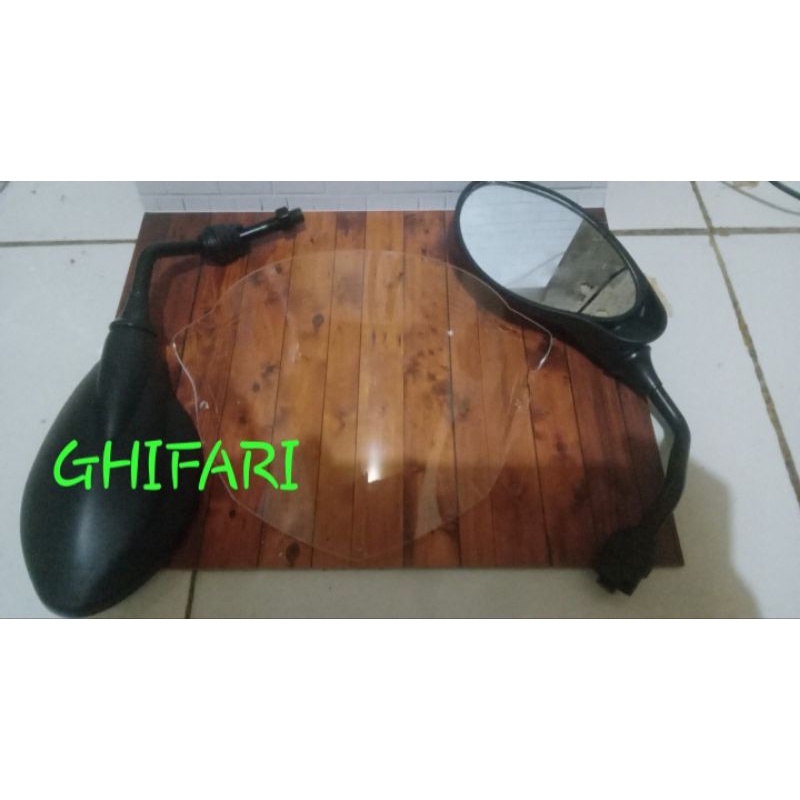 Paket Kaca Spion X1 Plus Visor Kaca Depan Beat Karbu Beat Lama Bening Transparan Tebal 3 MM