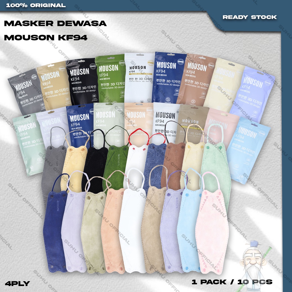 Masker KF94 MOUSON 4Ply Isi 10Pcs Cream Coklat Muda KF 94 4 Ply Earloop Surgical Mask