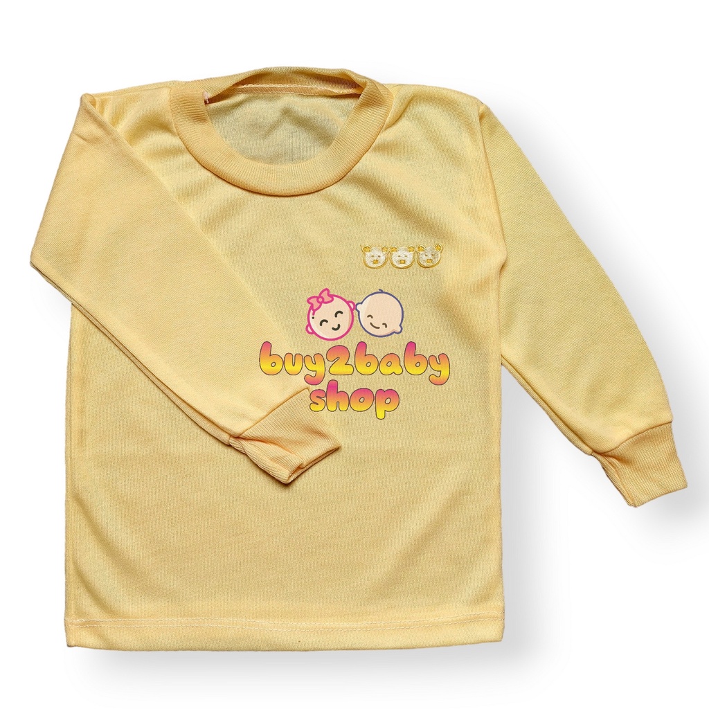 6 PCS Kaos oblong bayi lengan panjang lusinan warna polos Dolphin Tisuka Usia 0-2 Tahun isi 1-6 PCS