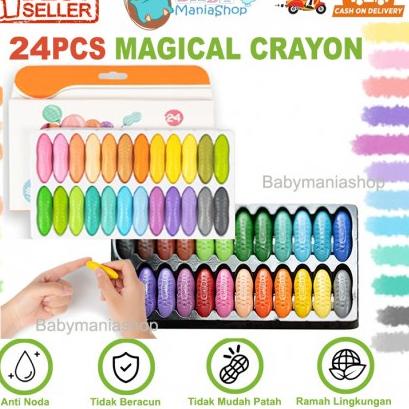 

PROMO✔️-Magical Crayon 12 pcs 24 pcs Crayons Set Bayi Anak Peanut Yplus UK Mudah Dihapus Tidak Kotor Tangan