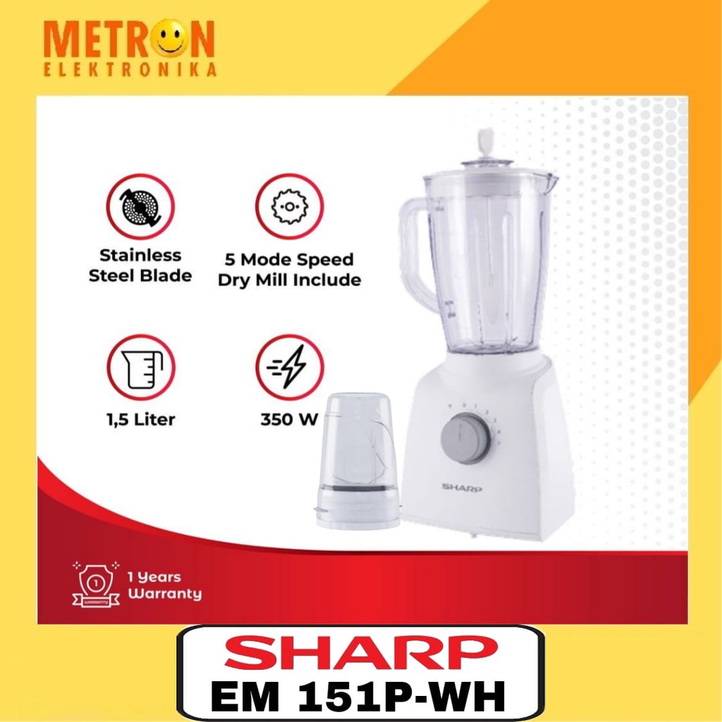 SHARP EM 151P-WH WHITE - BLENDER PLASTIK 1.5L