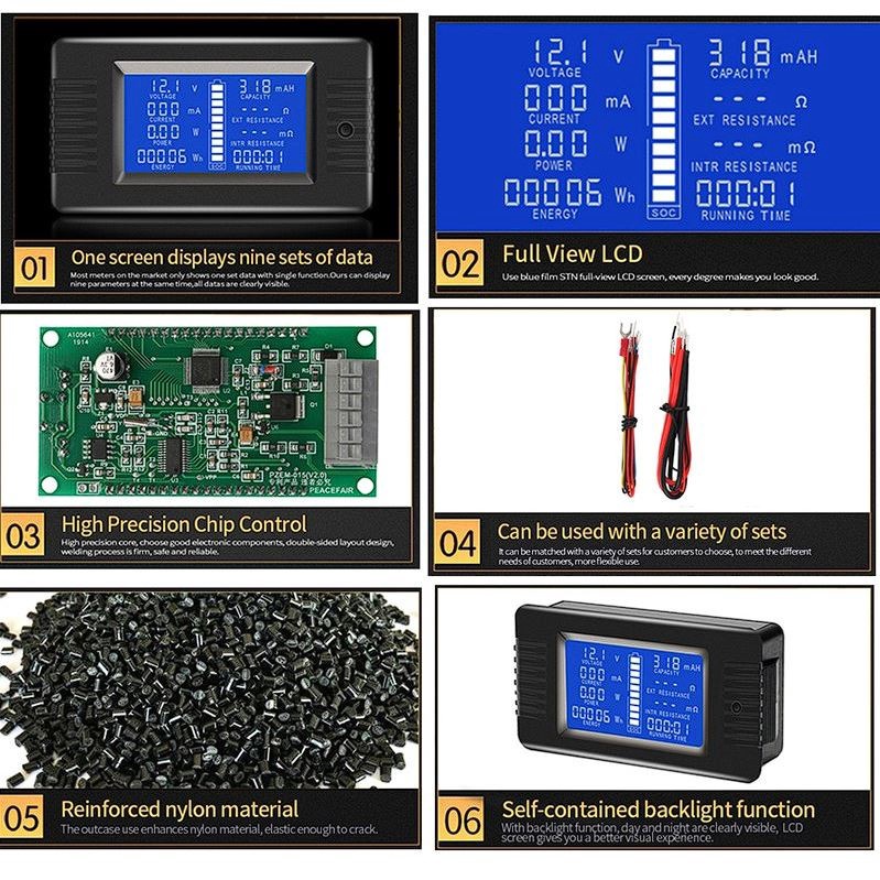 Multifunctional Battery Meter Pzem-015 PEACEFAIR Volt Amper Meter