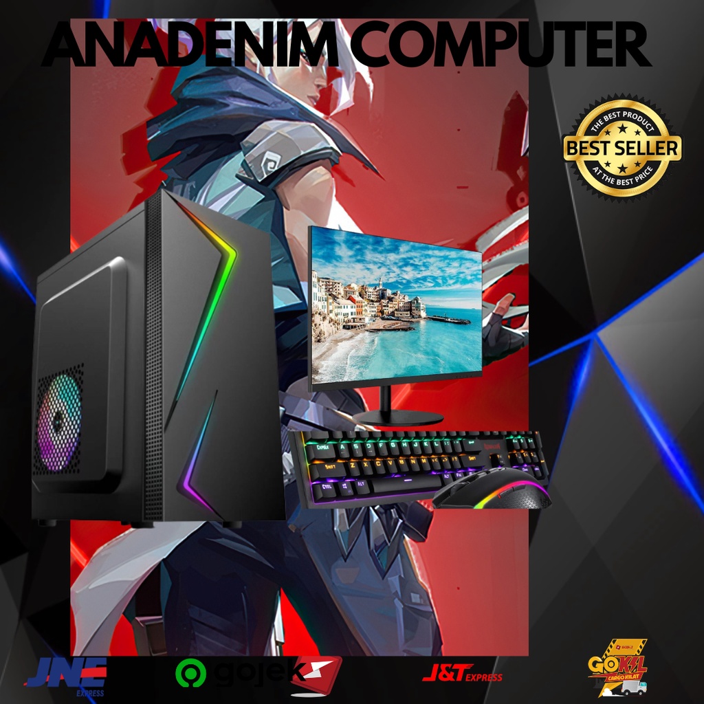 PC LENGKAP MONITOR GAMING AMD RYZEN 5 5600G SSD 256 UP DATE ANDIM