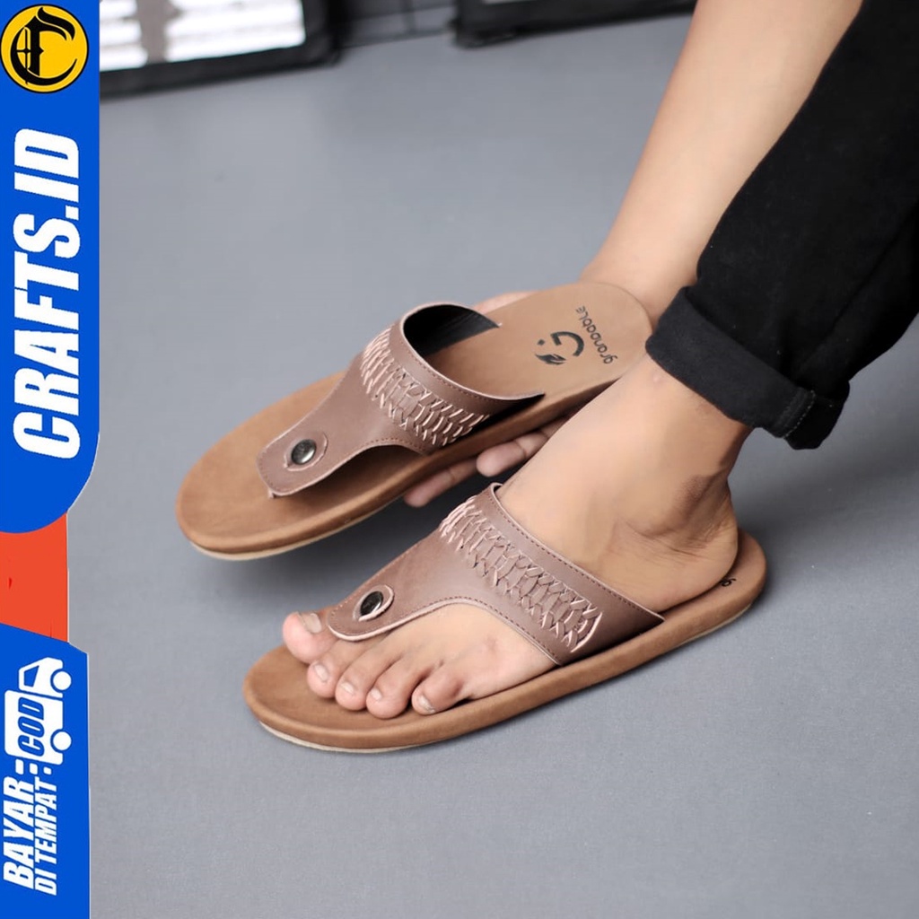 Sandal Kulit Pria Dewasa Sendal Slop Crafts Taogunka