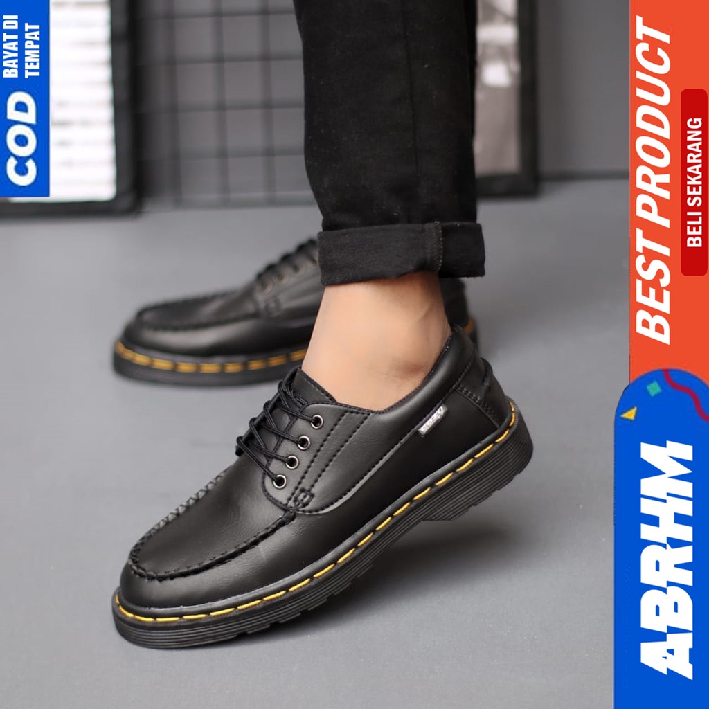 Sepatu Docmart Pria Pantofel Formal Casual Low Boots Hitam Kerja Pria Abrhm INO