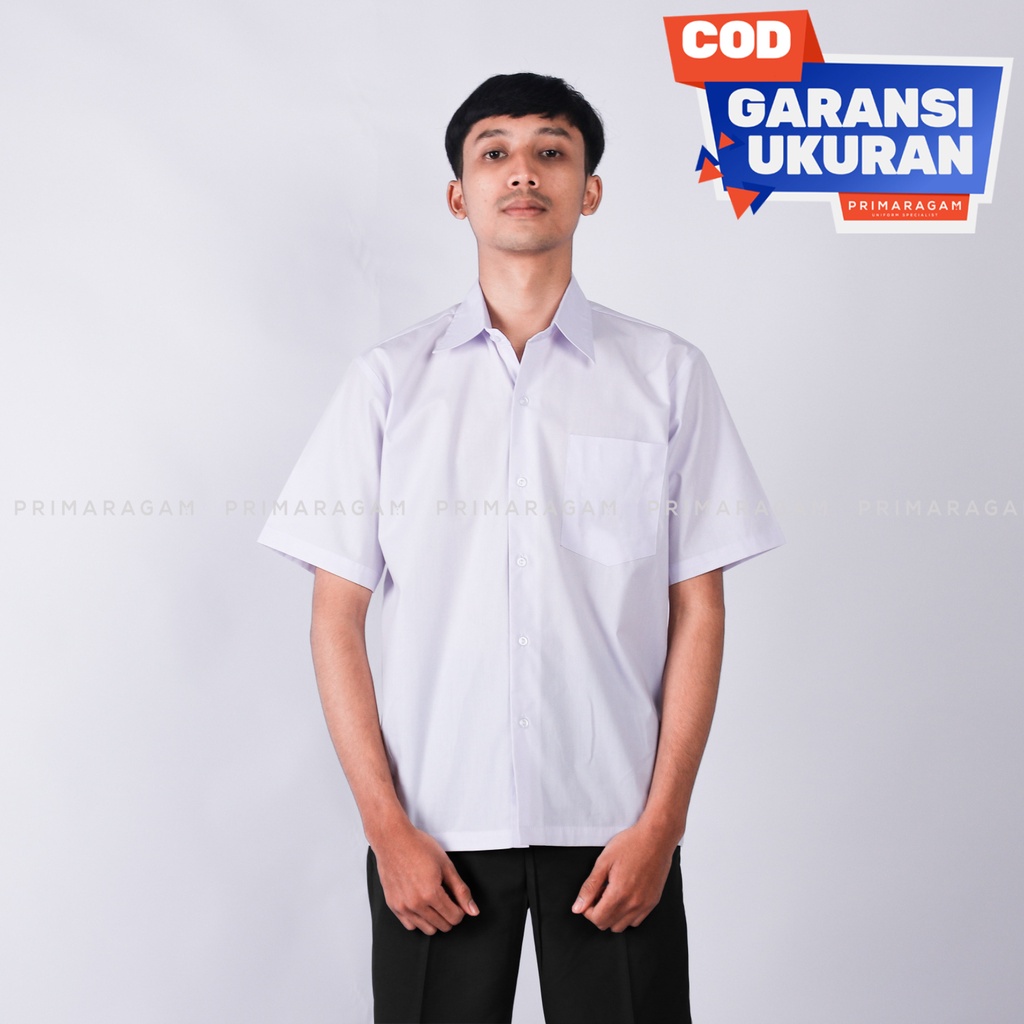 Primaragam Kemeja Putih Polos Lengan Pendek Ospek Magang Sekolah Sd Smp Sma Laki Perempuan