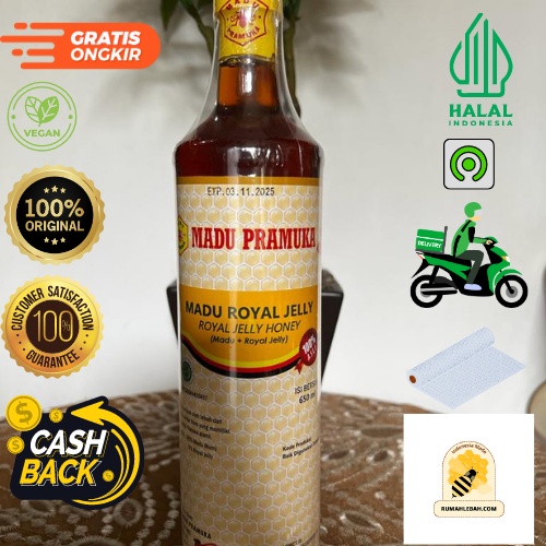 

Madu MULTIFLORA ROYAL JELLY Pramuka 650 ml [ Multiflora + Royal Jelly ]