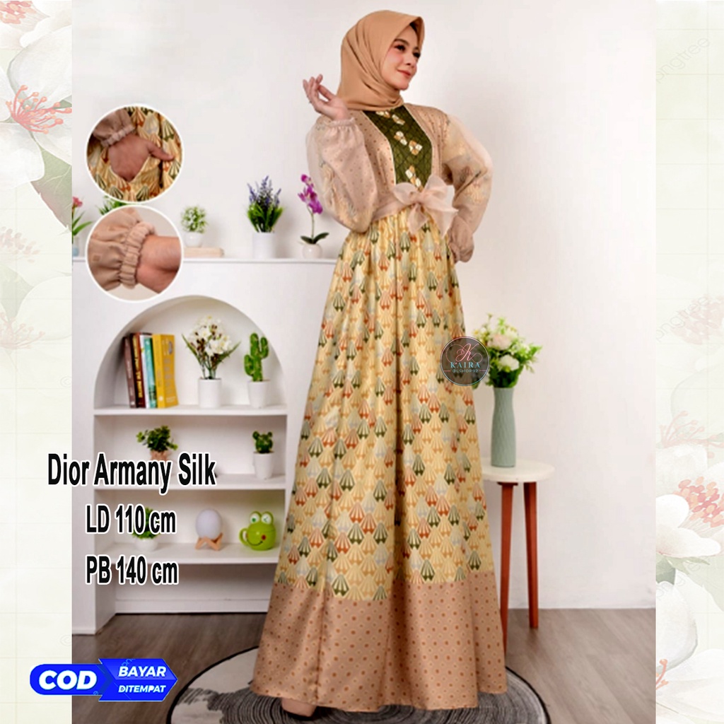 Gamis dior silk mix organza terbaru busui