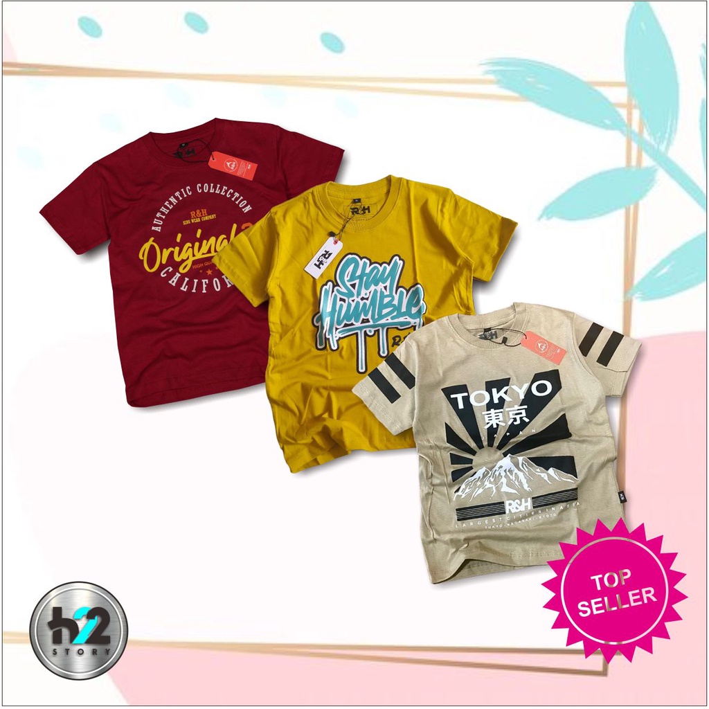 Paket 3 Kaos Anak Distro / Baju Anak Distro / Kaos Anak Distro / Atasan Anak / Bahan Cotton 30S  Kekinian By H22Story