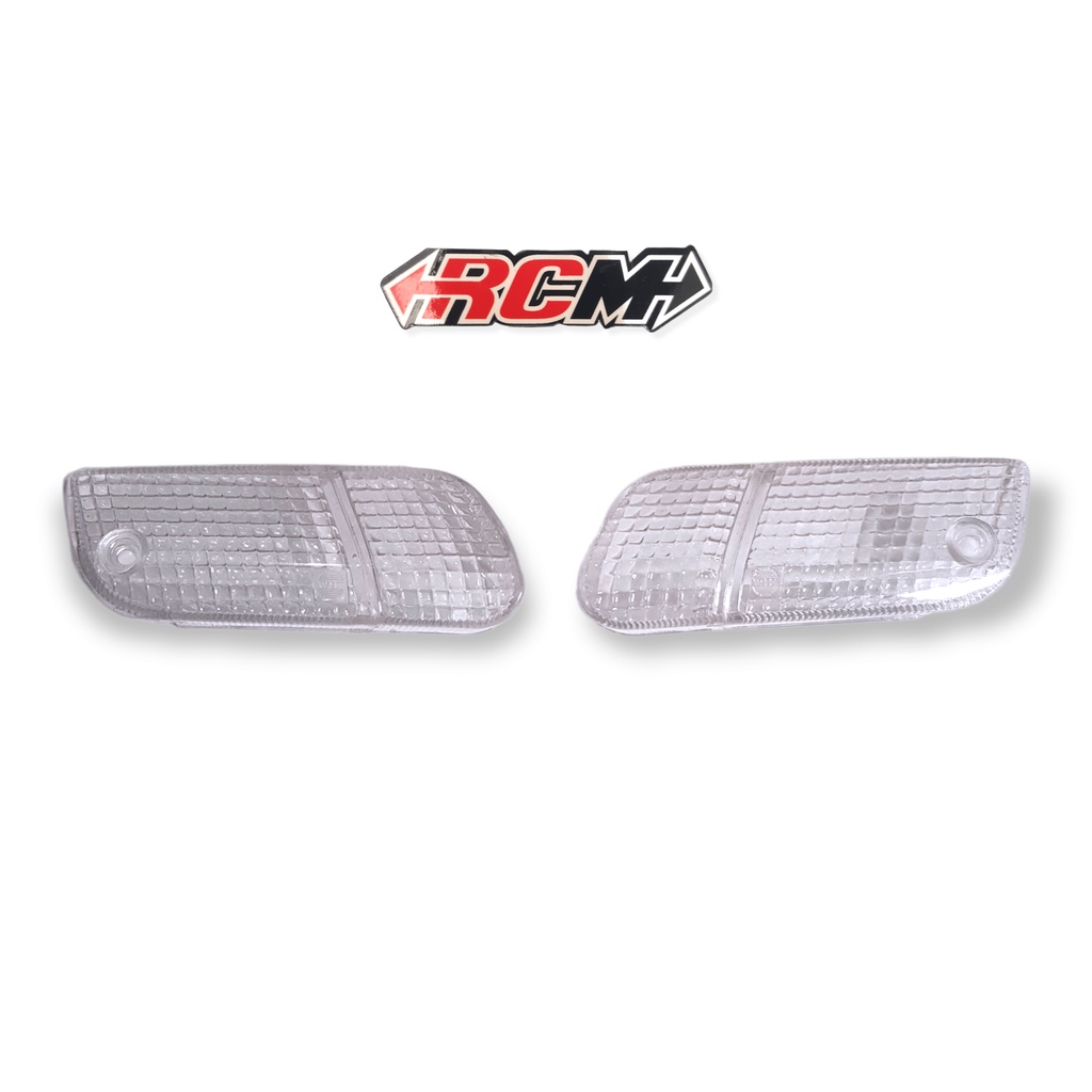 SEPASANG KANAN KIRI MICA MIKA KACA LENSA LAMPU SEN SEIN RETING RETTING RITING DEPAN DPN HONDA GRAND IMPRESSA ASTREA LEGENDA BULUS PUTIH WHITE BENING CLEAR HITAM SMOKE SMOK RIBEN RAYBAN RAYBAND RAYBAND BEST QUALITY BAHAN TEBAL JAMINAN KUALITAS