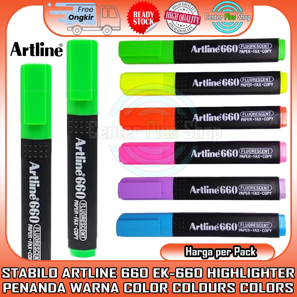 

HIGHLIGHTER WARNA ARTLINE 660 STABILO EK-660 PERLENGKAPAN SEKOLAH PENANDA TANDA COLOR COLORS COLUR COLOURS BLUSH PEN SPIDOL NOTE NOTES CATATAN ALAT TULIS SEKOLAHAN KANTOR MENANDAI DOKUMEN PENTING CERAH TRANSPARAN TRANSPARANT PACK