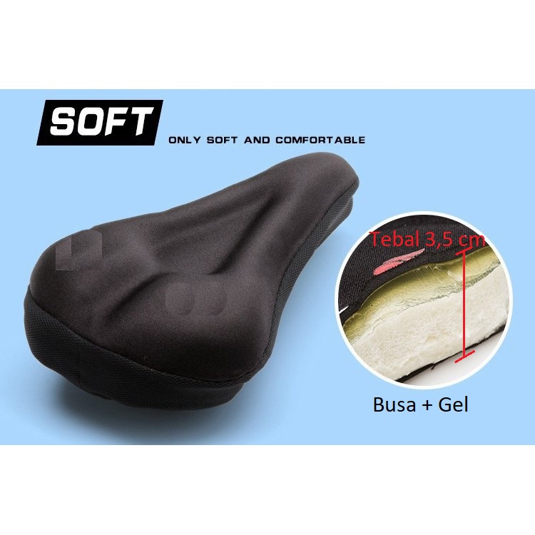 Sarung Jok sadel cover Sepeda busa + Gel TEBAL spons empuk saddle padding bicycle