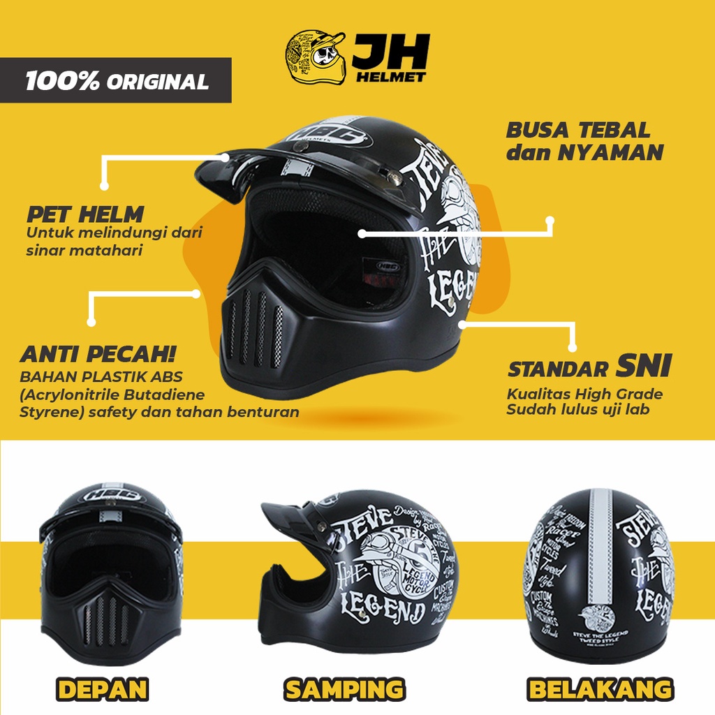 HELM CAKIL HBC STEVE THE LEGEND HITAM