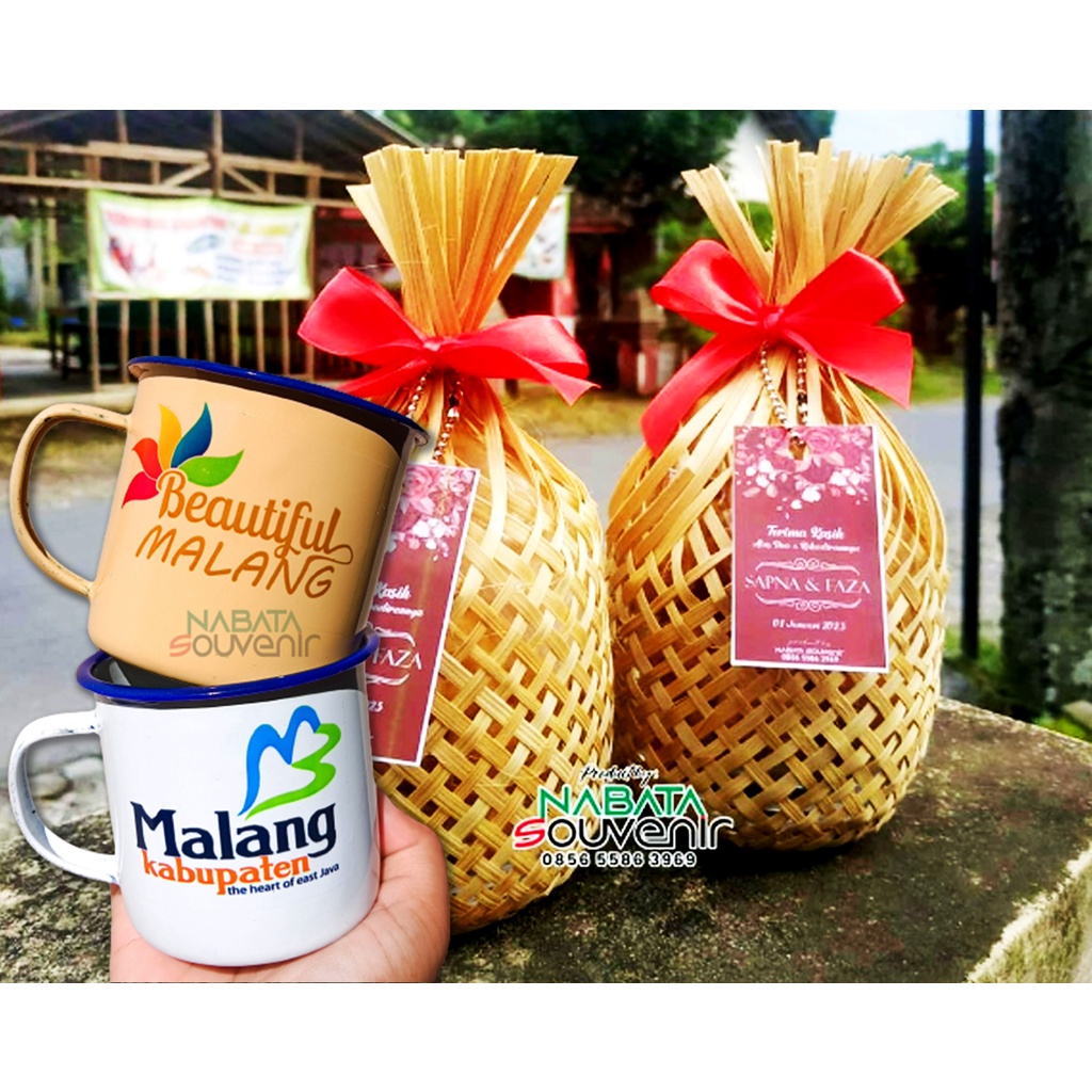 SOUVENIR MUG ENAMEL CUSTOM SABLON/DECAL FREE KEMAS