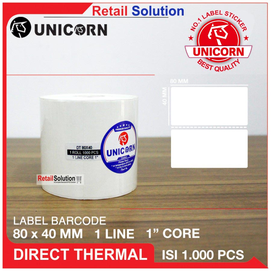 Stiker Label Barcode Thermal 80x40 mm / 80 x 40 mm / 80x40mm isi 1000