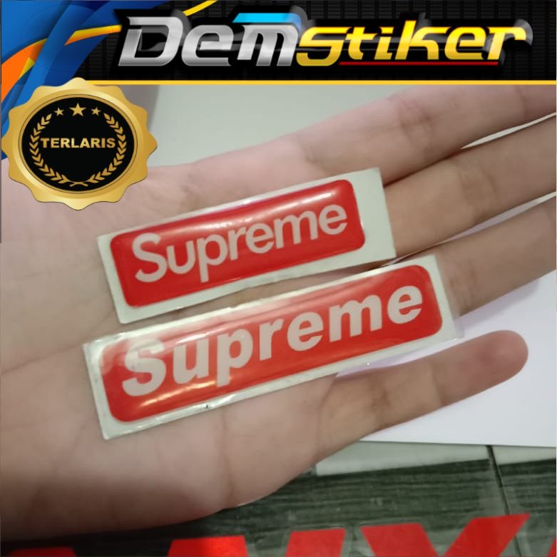 STICKER SUPREME  STICKER EMBLEM  SUPREME STICKER MOBIL,HELM,MOTOR  AKSESORIS MOTOR EMBLEM STIKER RES