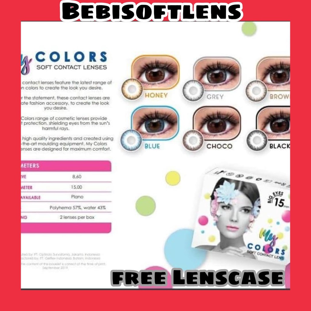 Softlens MY COLORS Big Eyes FLAT DIA 15.00mm NORMAL &amp; MINUS BLUE HONEY (-0.50 s/d -3.00)/ gelflex Lensa Kontak