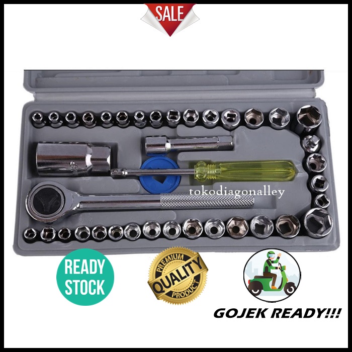 Kunci Pas Set Lengkap Kunci Ring Sok 40 Pcs Multipurpose Socket Wrench Set 1/4 Ratchet