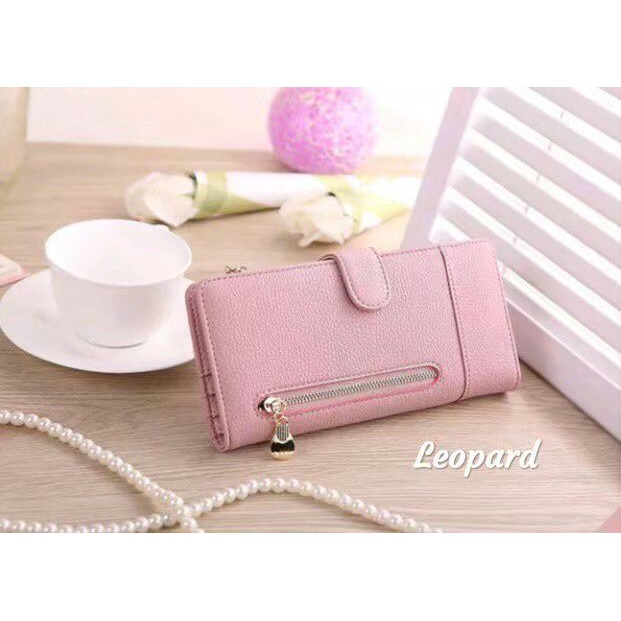 Dompet Wanita Panjang Bahan Kulit PU Leather Premium BAEOS/Dompet Lipat Wanita Dompet Import Murah