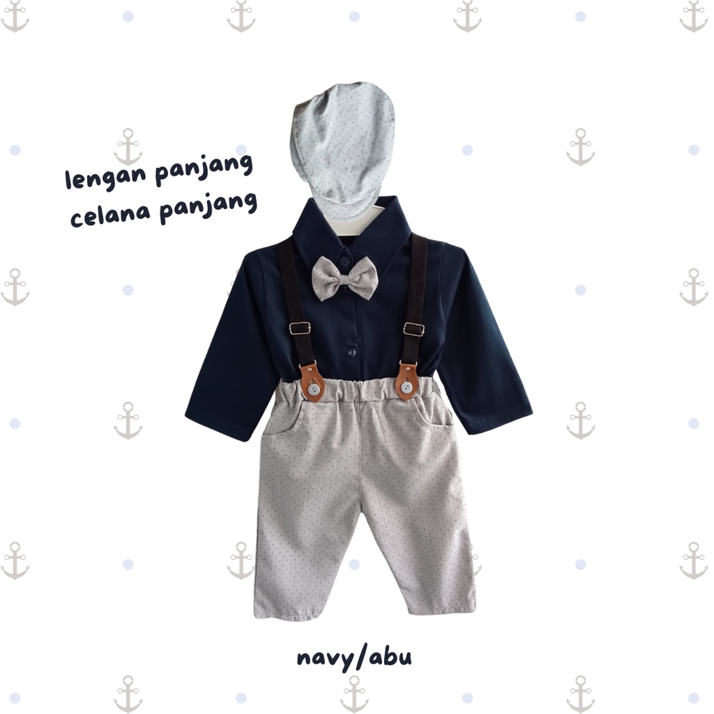 setelan jumper anak laki laki baju anak balita baby 6 12 bulan jumper set anak baru lahir jumper suspender baby gentleman polkadot suspender JUMPER SET