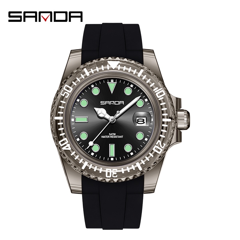 SANDA 9007 Jam Tangan Wanita Analog Luminous Display Tali Silicone WKOS