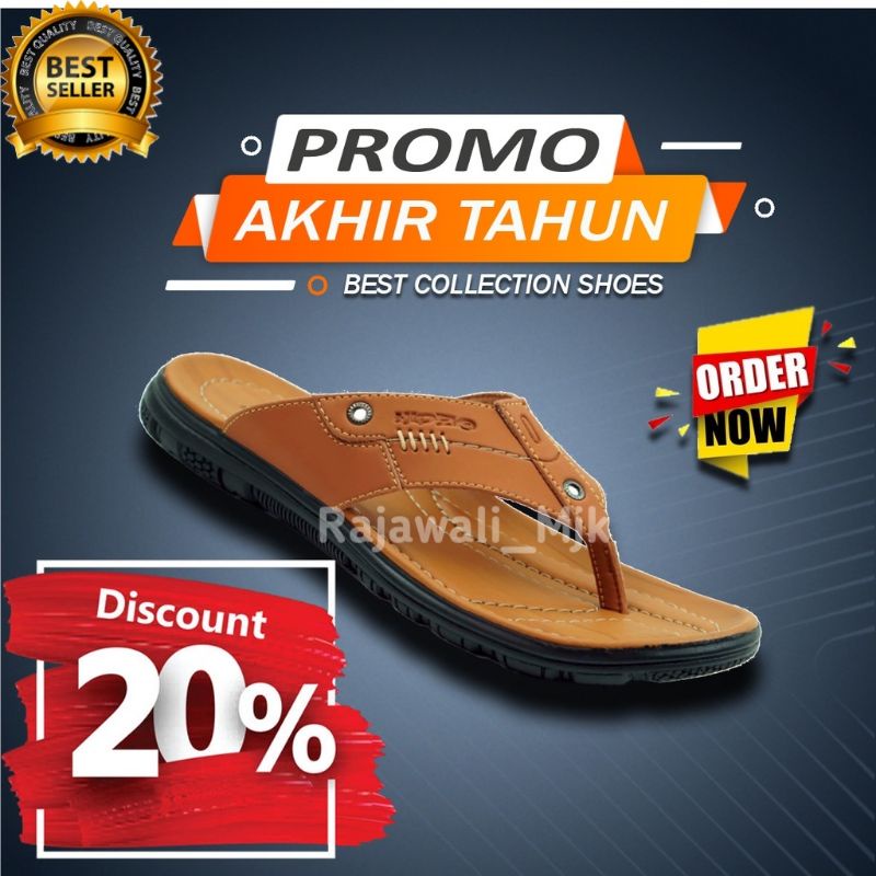 Sandal Pria Kulit Hipzo CT-21 Sandal Casual Pria Sandal Santai Kasual japit Jepit Kekinian