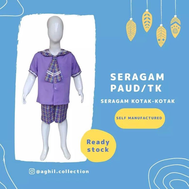 Terlaku.../ SERAGAM TK/PAUD BAJU TK/PAUD KOTAK-KOTAK UNGU PENDEK