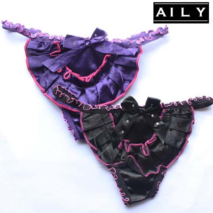 Aily GS103 G String Wanita Set 2pcs Celana Dalam Wanita Satin