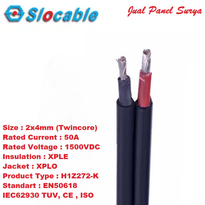 Terlaris Kabel Solar Panel Surya 2X4Mm 4Mm Slocable