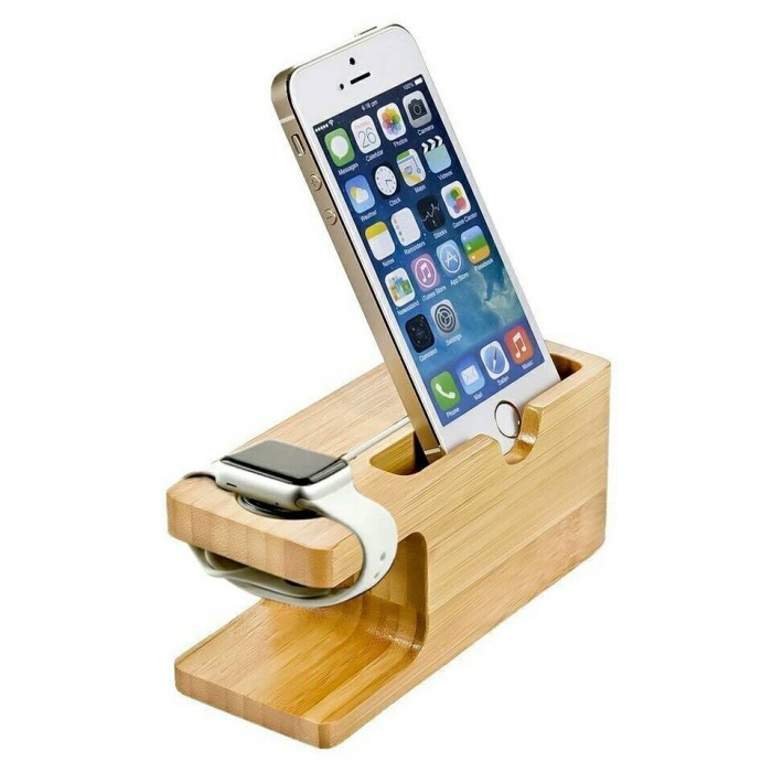 Terlaris Wooden Charging Dock Stand For Apple Watch Iphone Docking Kayu Hp