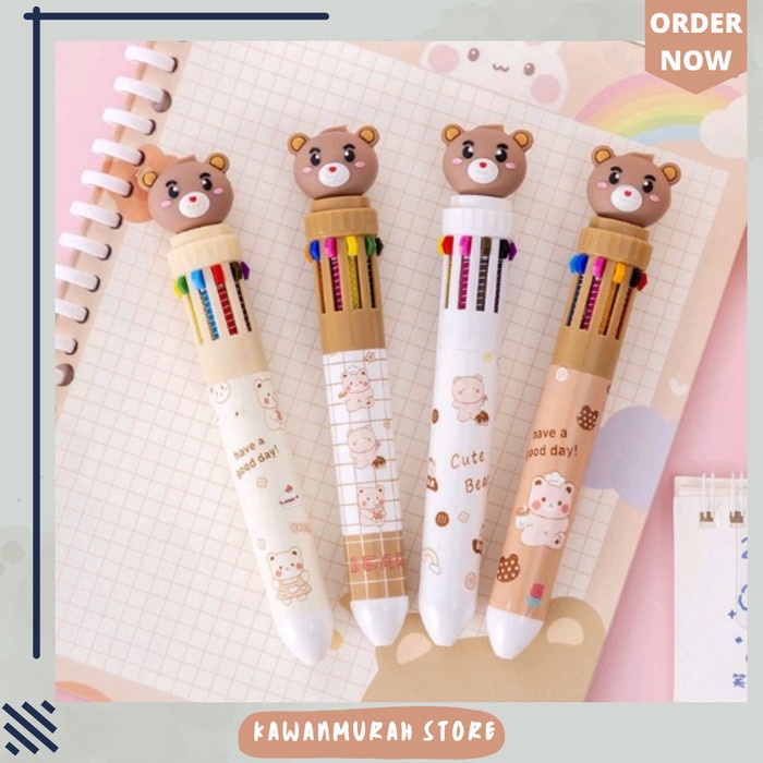 

Pulpen Teddy Bear Lucu 10 Aneka Warna Warni Tinta