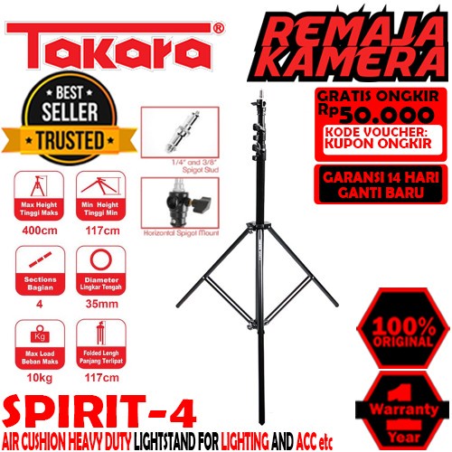 TAKARA SPIRIT 4 / SPIRIT-4 AIR CUSHION LIGHTSTAND TRIPOD - RESMI