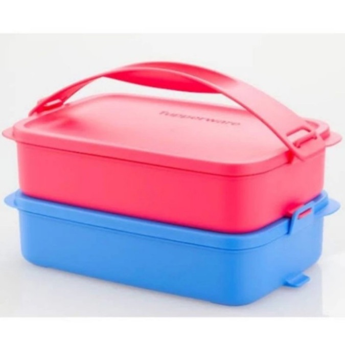 Terlaris Tupperware Original Click To Go Rantang 4 Susun 900Ml / Per Set Isi 4