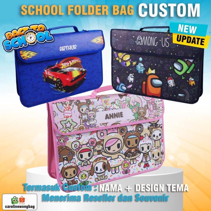 Terlaris Tas Folder Dokumen Anak (Po)Custom Nama School Folder Bag