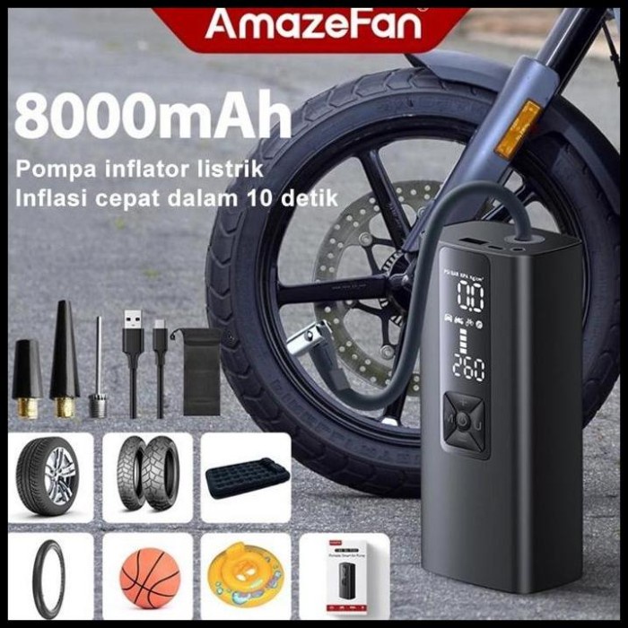 Terlaris Amazefan 8000Mah Pompa Angin Mobil Inflator Pompa Ban Mobil Elektrik