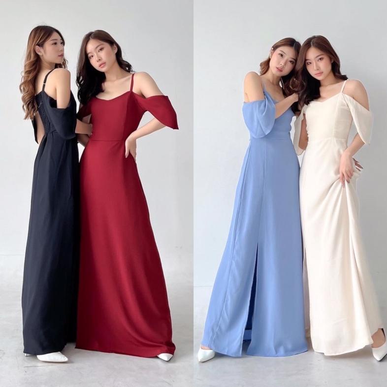 TERLARIS BROOKLYN BRIDESMAID DRESS SEXY KOREA WITH FURING - MAXI DRESS KONDANGAN - DRESS PESTA SEXY 