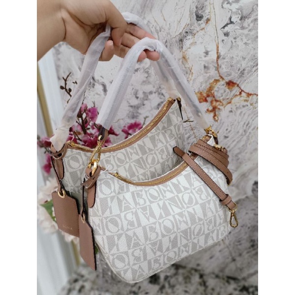 tas Hobo monogram putih Bonia original