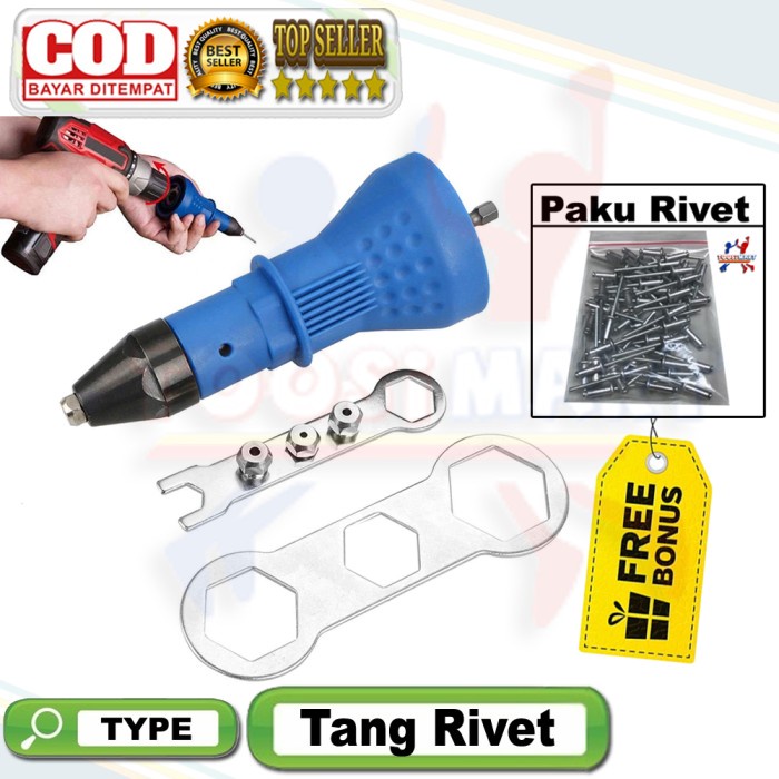 Tang Rivet Gun Elektrik Adaptor Mesin Bor Rivet Gun Free Paku Rivet