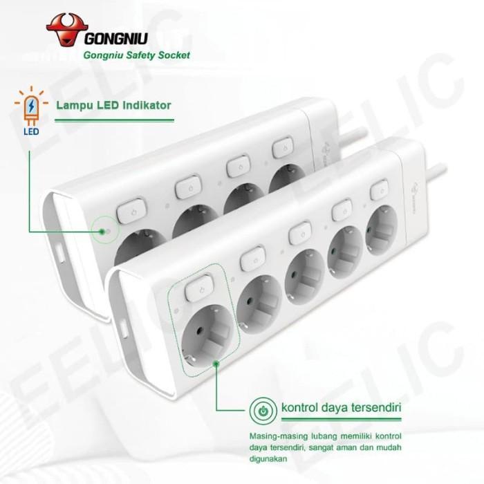 Eelic 2500W 3M Kabel - Gongniu Stop Kontak - 5L Colokanstk-G3050-30