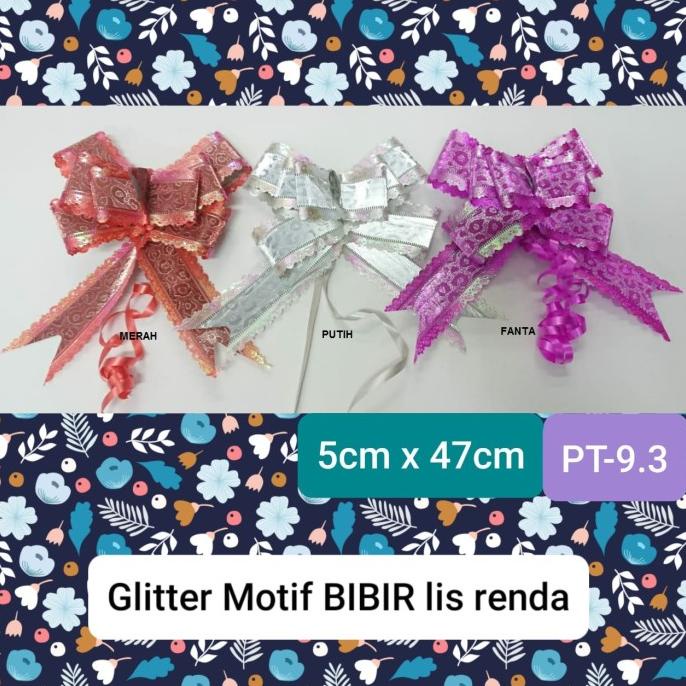 

Pita Tarik Serut Glitter Bibir Lis List Renda PT9.3 5cm x 74cm (10pcs)