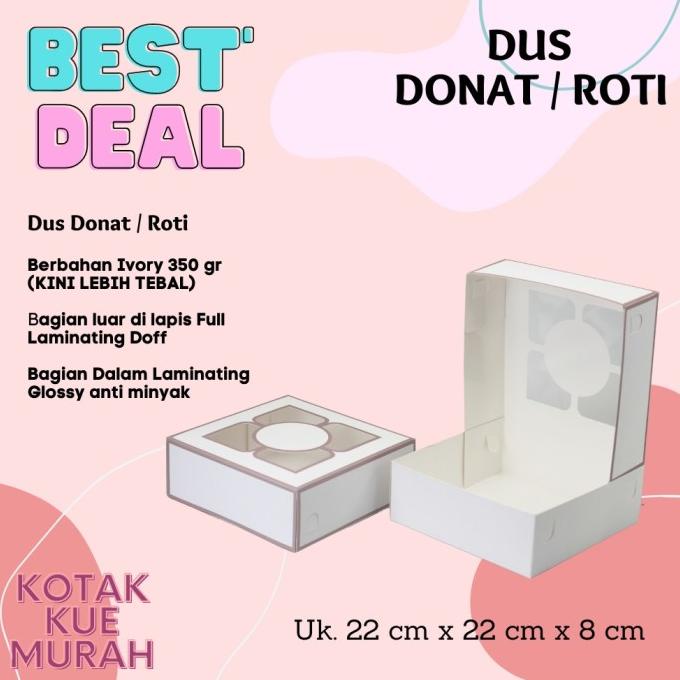 

salle DUS KUE 22 X 22 X 8 UTK DUS ROTI, BOX DONAT FULL LAMINATING